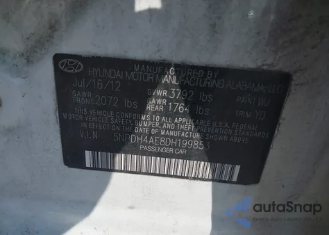 2013 Hyundai Elantra Limited z USA, uszkodzony, nr VIN 5NPDH4AE8DH199853